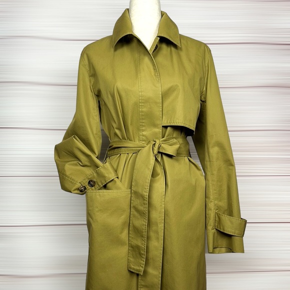 CLOSET CLEAR OUT! Offers welcome! COS Olive Cotton Twill Trench Coat Belted - Picture 5 of 16